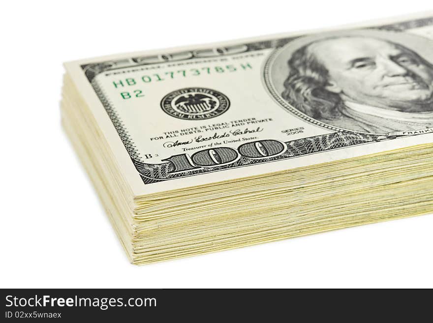 Dollars pack isolated on white background. Dollars pack isolated on white background