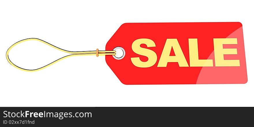 3d illustration of red tag with'sale' sign on it, isolated over white. 3d illustration of red tag with'sale' sign on it, isolated over white