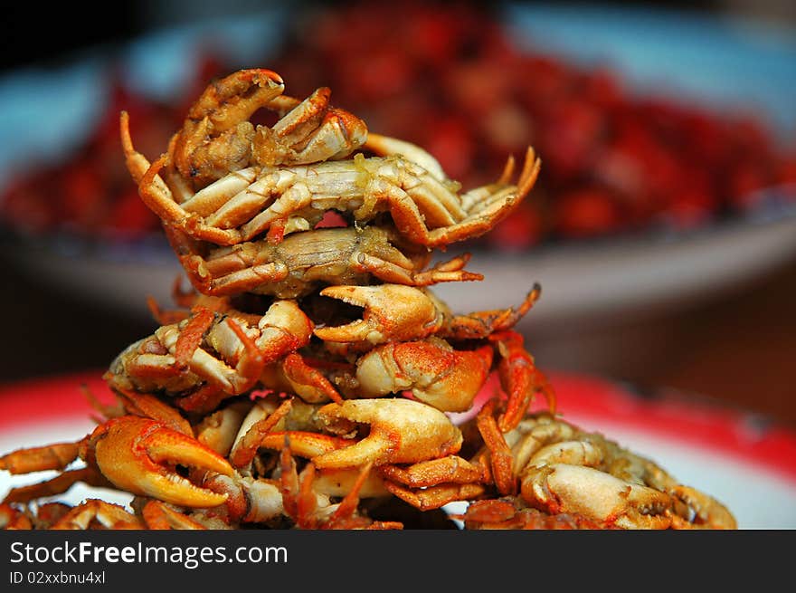 In the old town, the sale of the original flavor of the fried crab. In the old town, the sale of the original flavor of the fried crab