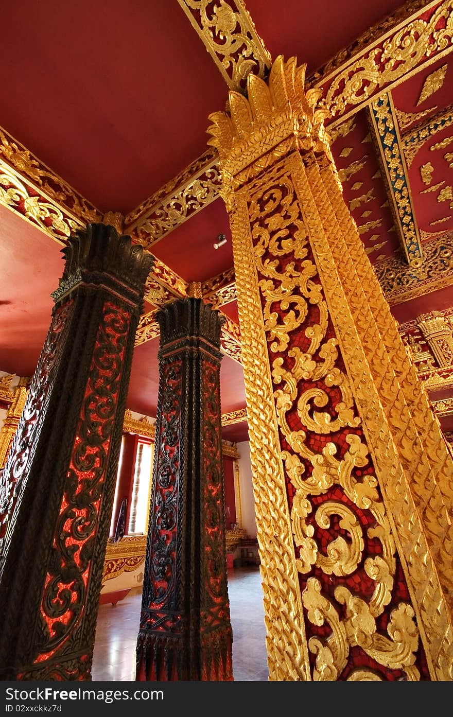 Pillars of Wat Mai, a Buddhist temple in Luang Prabang, Laos. Pillars of Wat Mai, a Buddhist temple in Luang Prabang, Laos