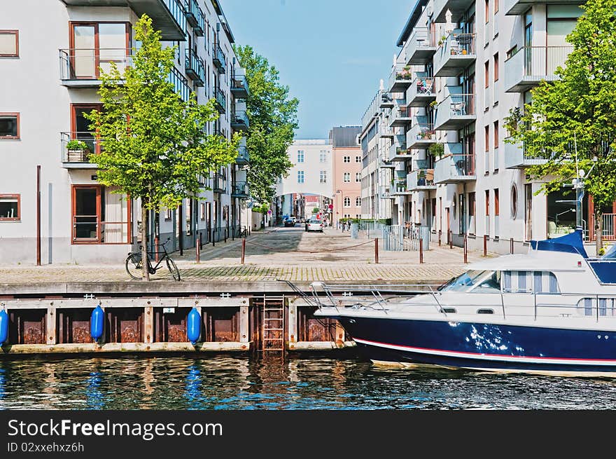 River channel along which the parked cruiser. River channel along which the parked cruiser