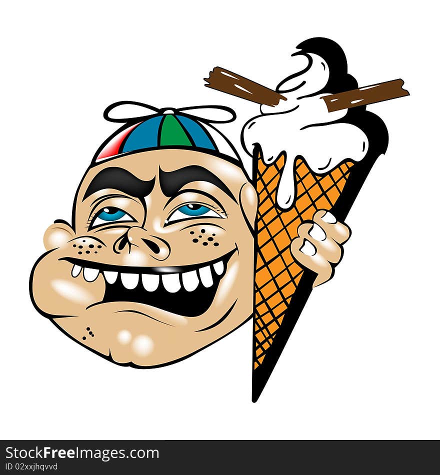 Cartoon style ice cream boy