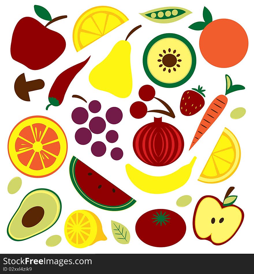 Colorful fruit and vegetable pattern