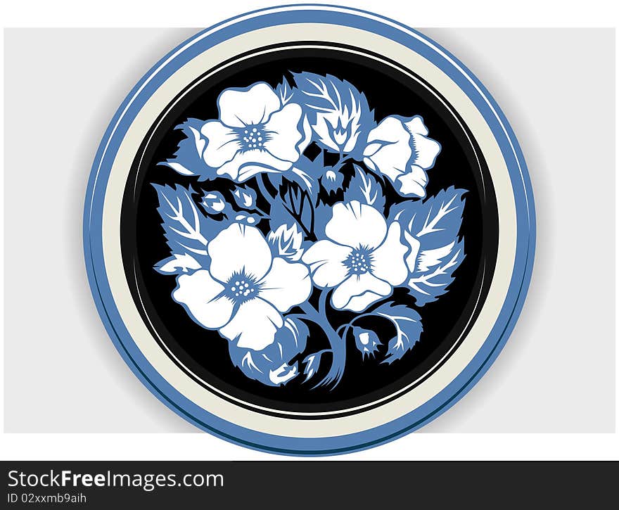 Vector of floral blue plate