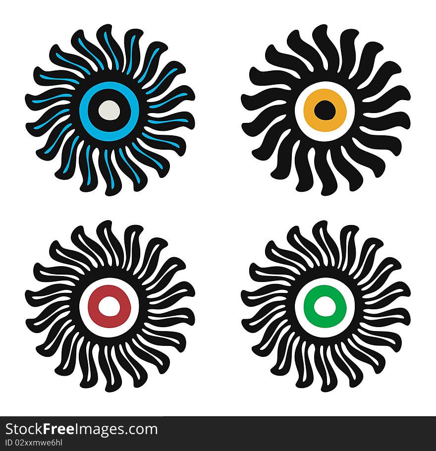 Vector of sun flame signs