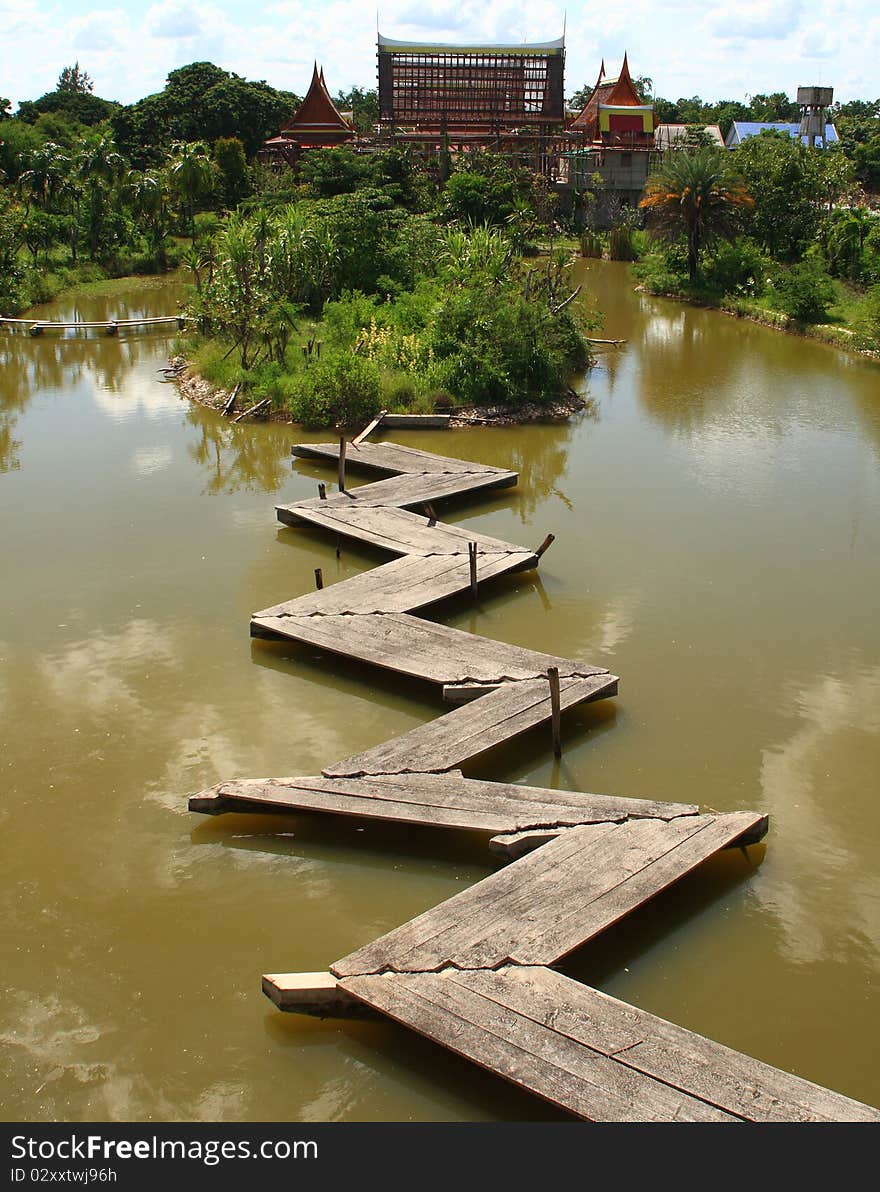 The wooden bridge to walk home.