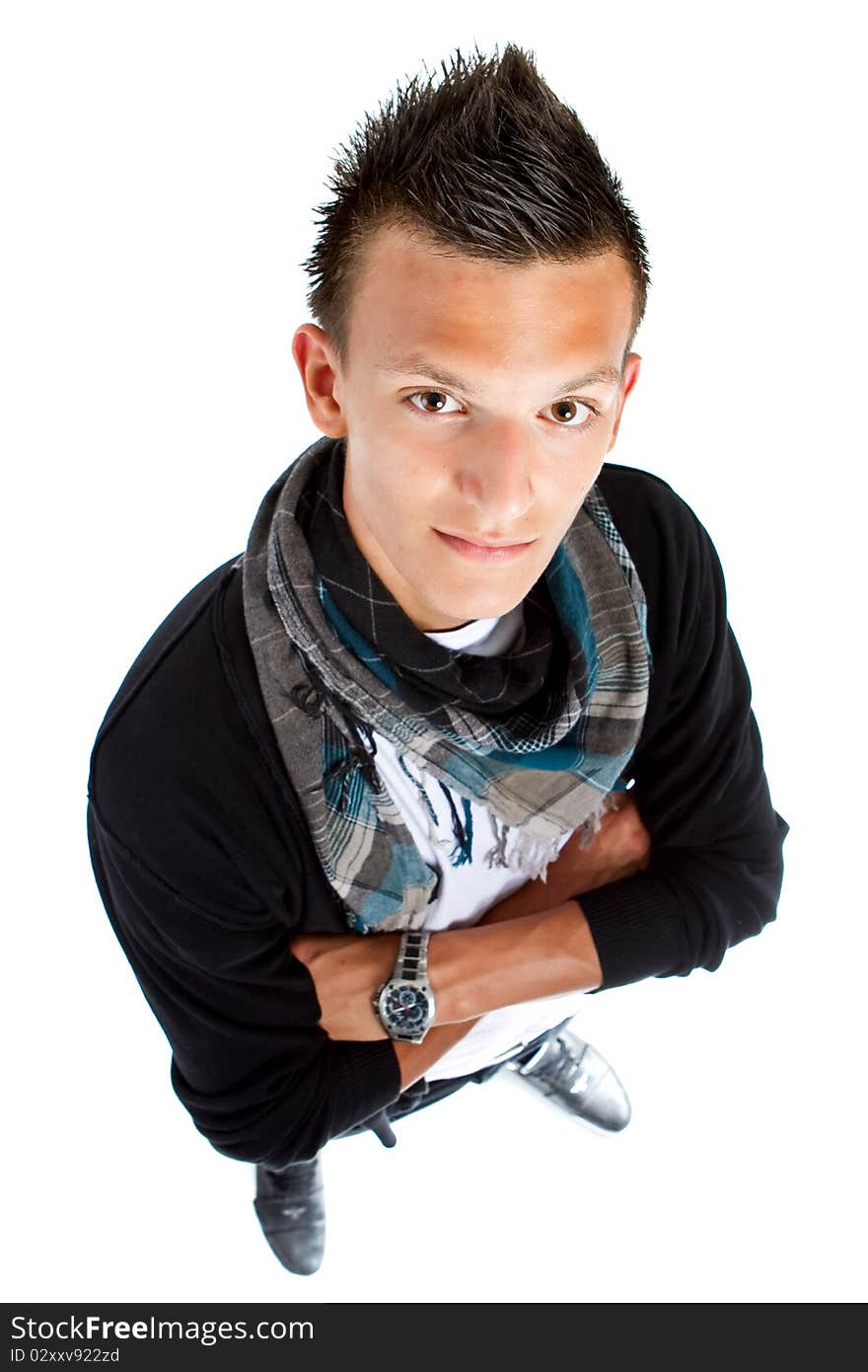 Young stylish teenager with a scarf isolated over white background. Young stylish teenager with a scarf isolated over white background.