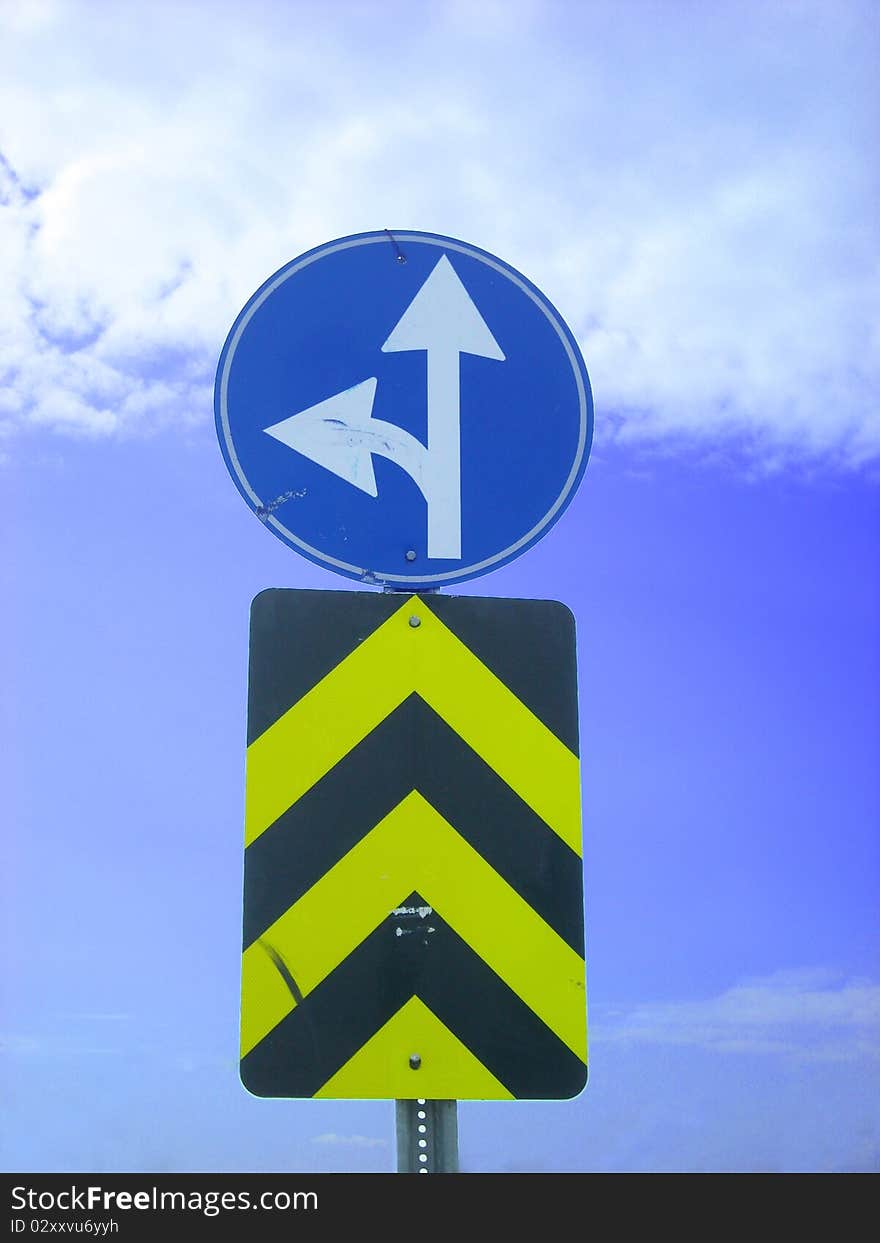 Traffic sign on an empty motorway. Traffic sign on an empty motorway