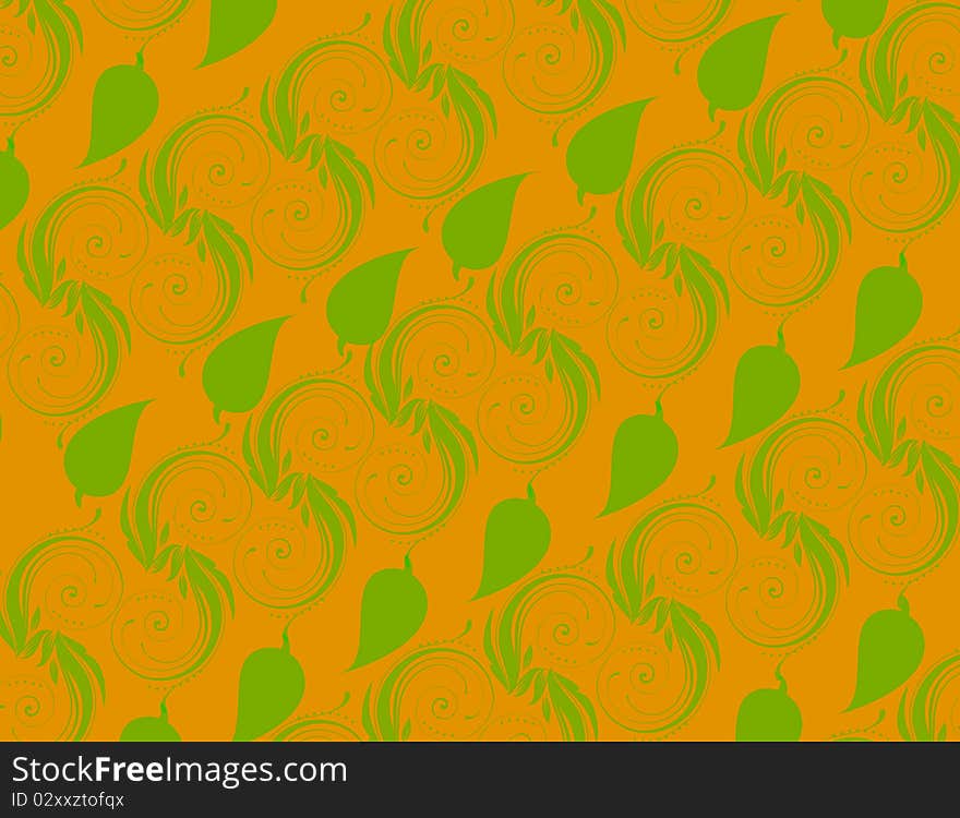 Leaf pattern with yellow background