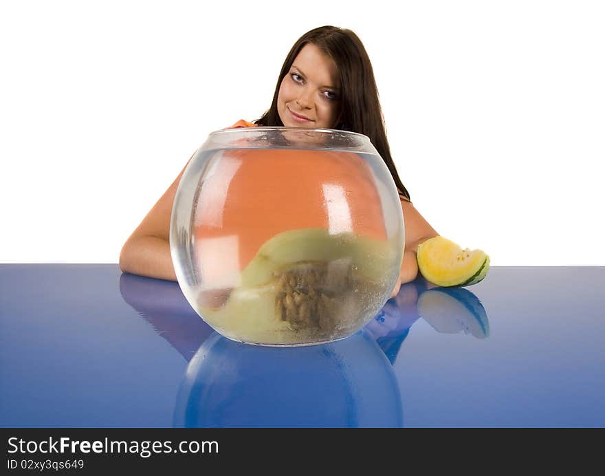 Girl and aquarium