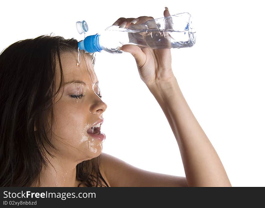 Naked Girl splashing in water