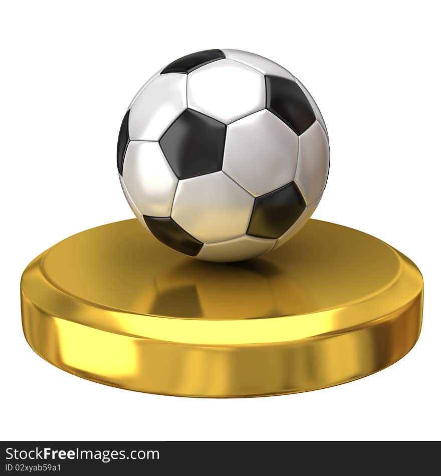 Soccer Ball On Gold Podium