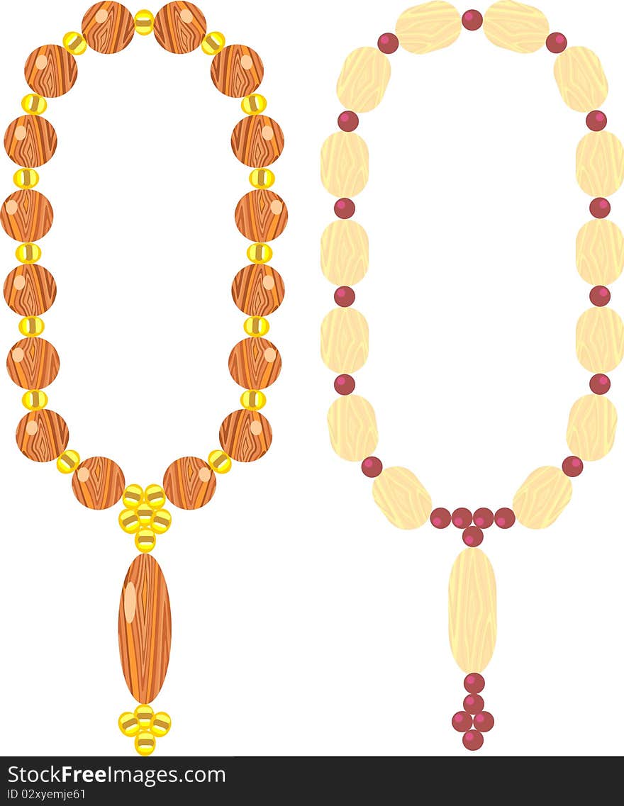 Beads made of wood of different species with chain and beads