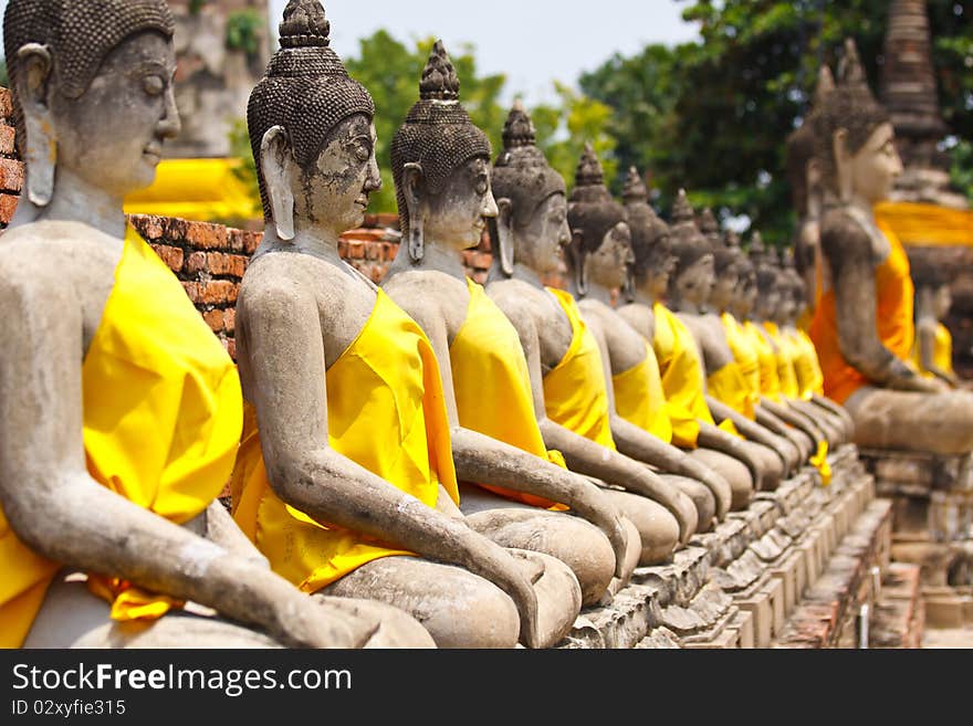 Row of Buddha momument at Ayudhaya