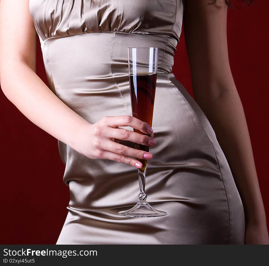 Close Up Of Female Holding A Glass Of Wine