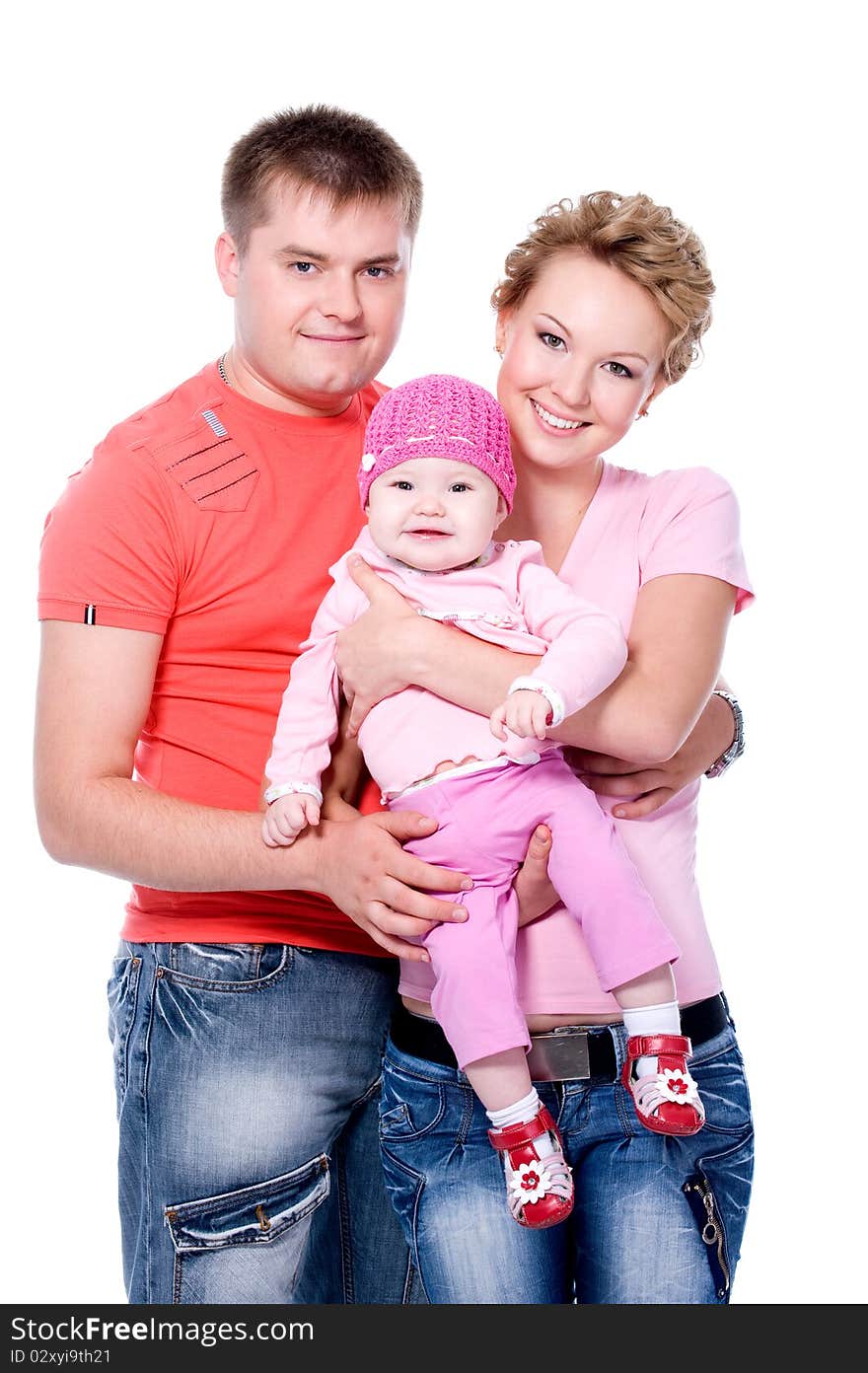 Young happy beautiful smiling couple - isolated. Full-length portrait. Young happy beautiful smiling couple - isolated. Full-length portrait