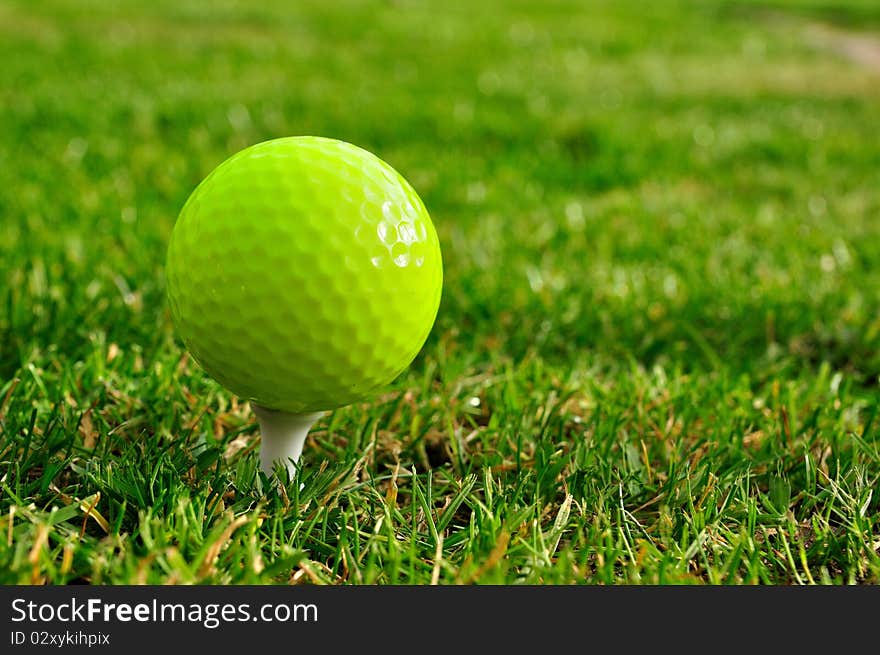 Green golfbal ready for take off. Green golfbal ready for take off