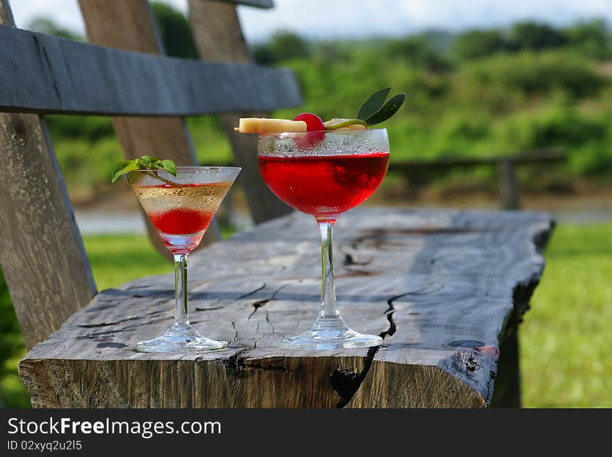 Cocktail Drink In Garden Nature