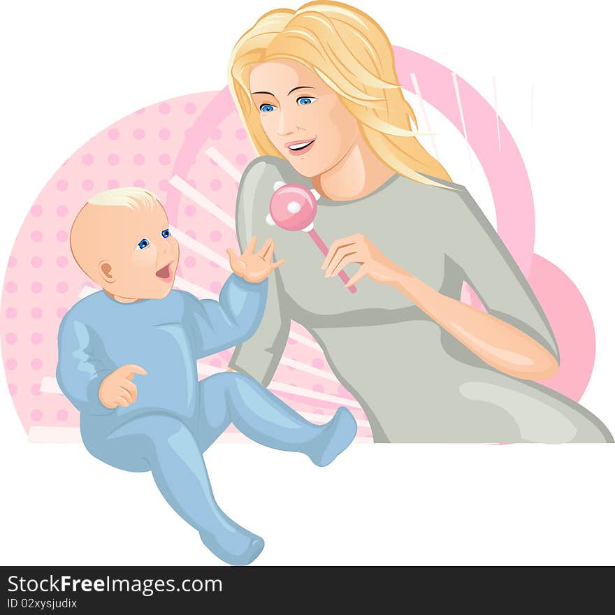 Young mother happily playing with baby. Young mother happily playing with baby.