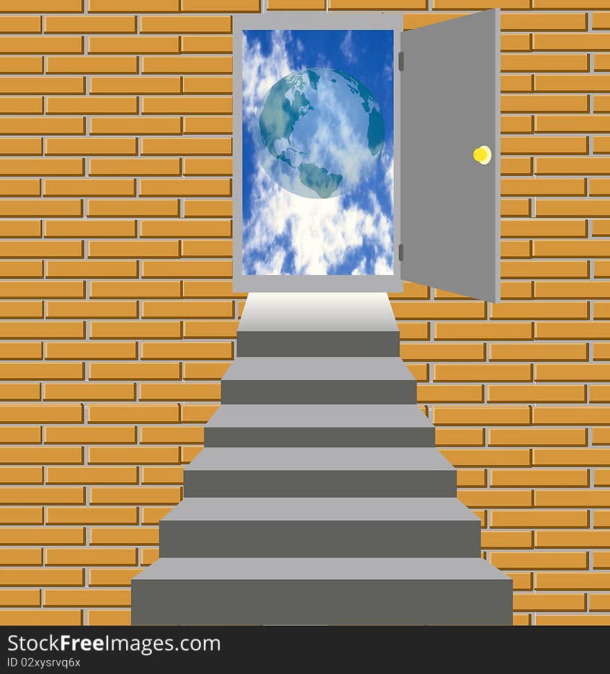 Stairway to door skyward