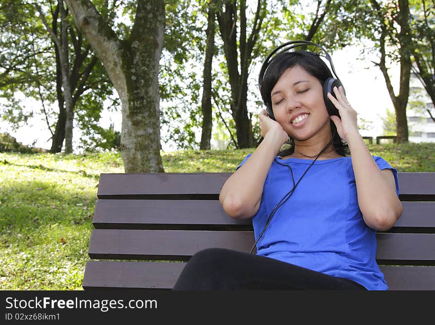 Woman listening to music