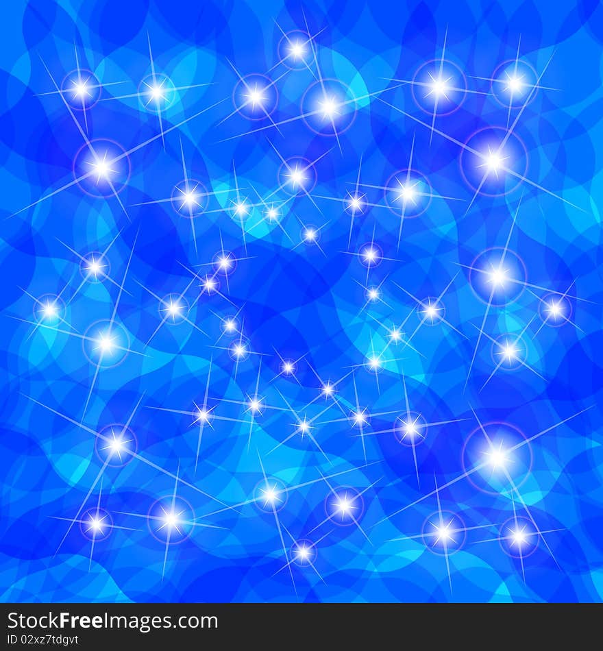 Abstract blue texture with bright glare and ray