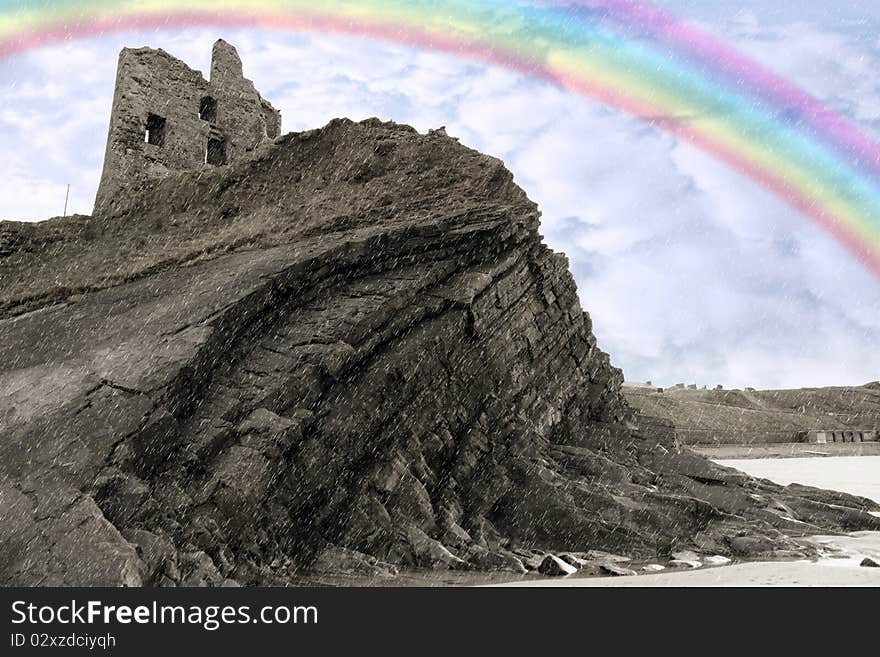 Old ruins of a castle on a high cliff