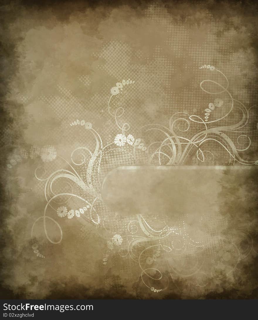 Floral grunge old background with design ornate elements. Floral grunge old background with design ornate elements