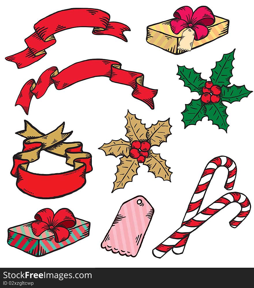 Collection of x-mass graphic vector elements. Collection of x-mass graphic vector elements