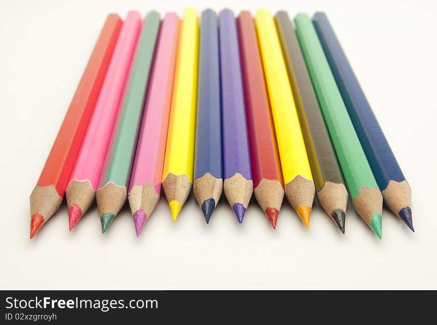 Colored pencils isolated on a white background. studio. picture.