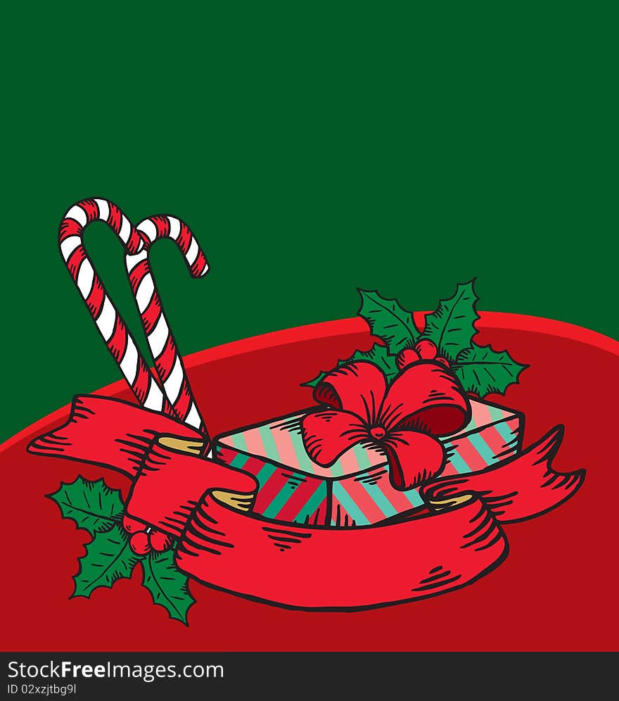 Dark green and red x-mass background. Dark green and red x-mass background