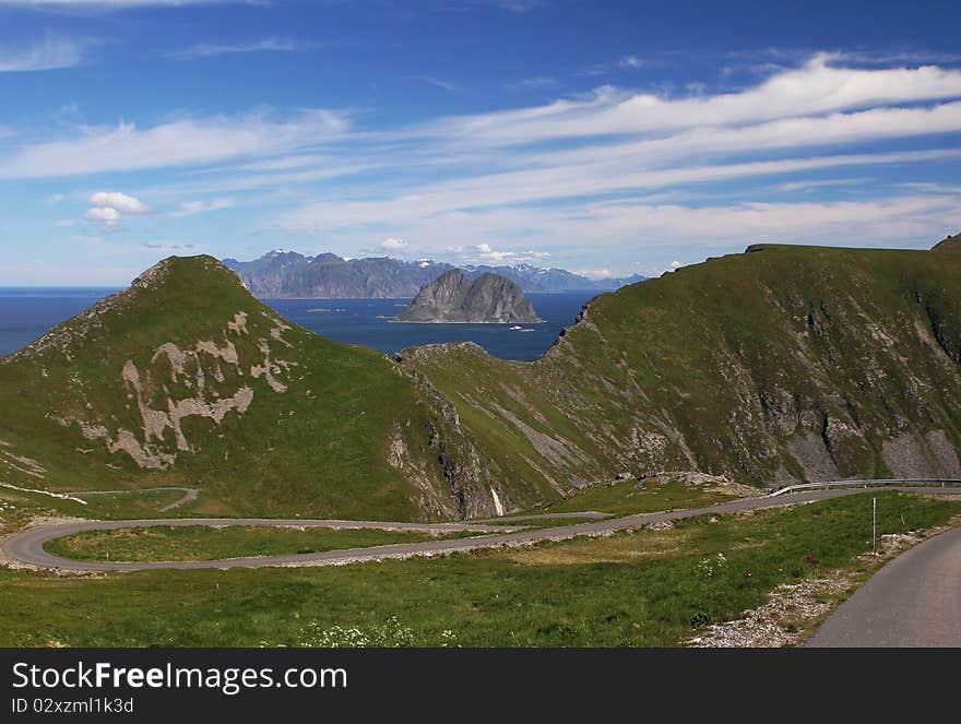 View to Lofoten from Vaeroy island