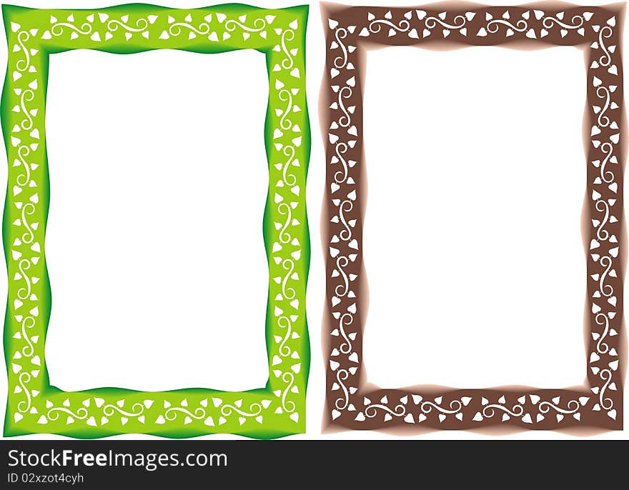 Green and Chocolate frame of leaves. Green and Chocolate frame of leaves