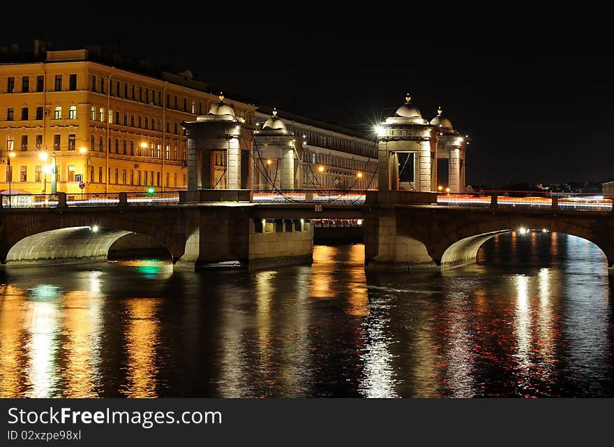 Night view of Fontanka river, Saint - Petersburg, Russia. Night view of Fontanka river, Saint - Petersburg, Russia