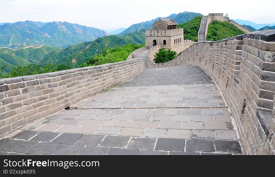 The Chinese great wall at Badaling in the mountains in the north of the capital Beijing. The Chinese great wall at Badaling in the mountains in the north of the capital Beijing