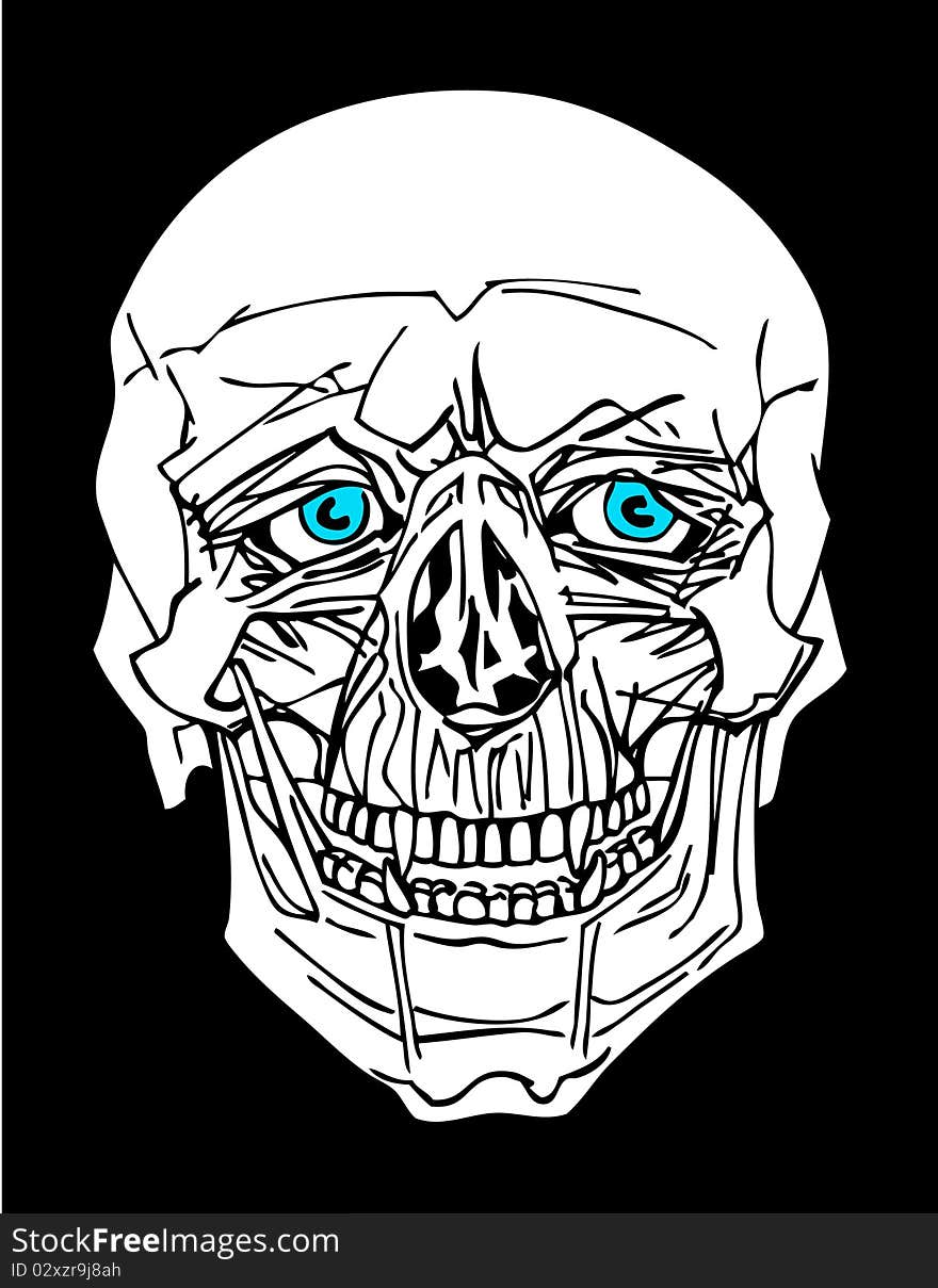 Skull with blue eyes