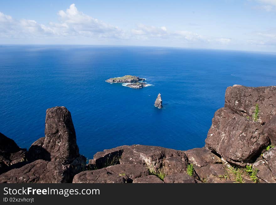 Easter island in Pacific ocean. Easter island in Pacific ocean