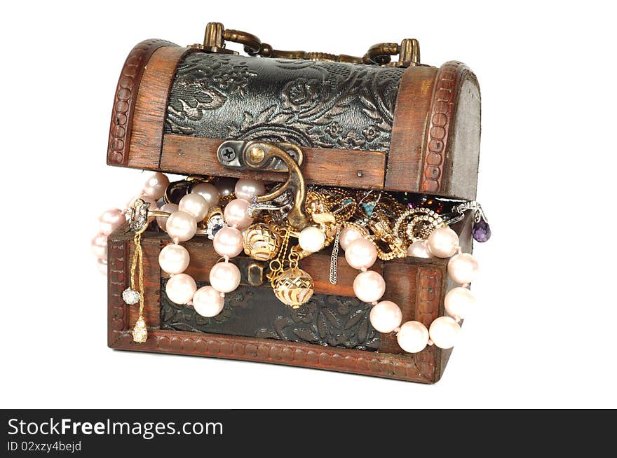 Treasure chest with jewelry