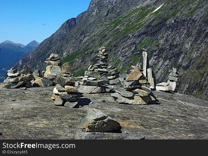 Stones put on each other as pyramid zen symbols. Stones put on each other as pyramid zen symbols