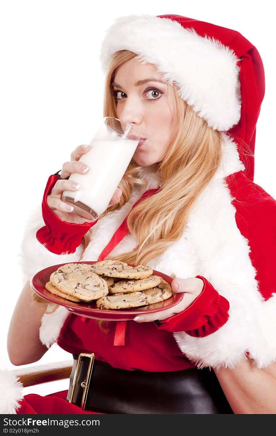 Mrs Santa cookies drink milk