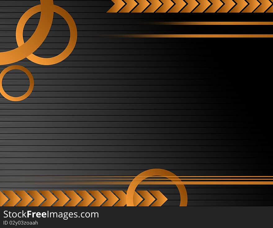 Orange and abstract shapes over empty lines background. Orange and abstract shapes over empty lines background