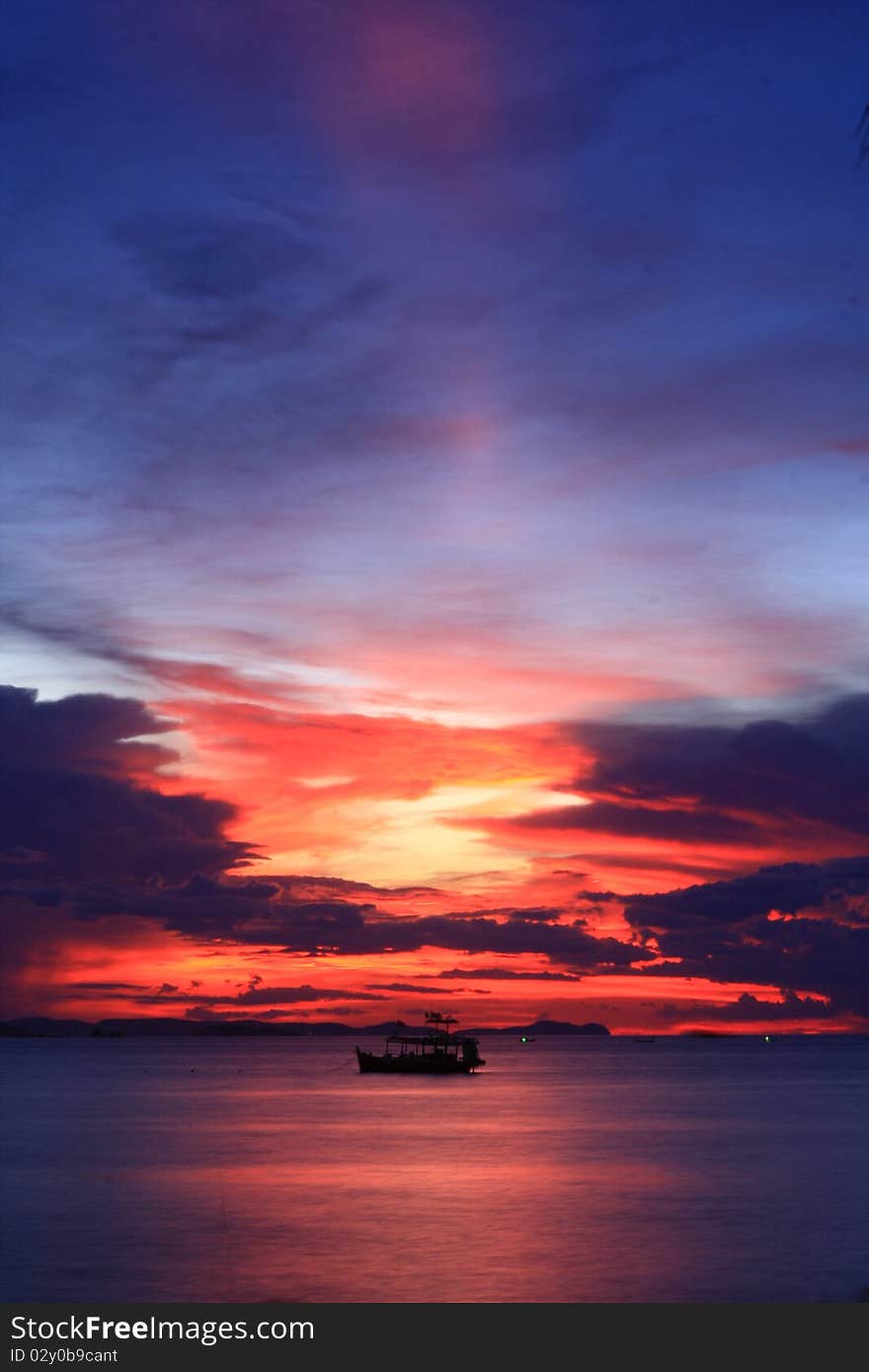 Sunset on the thai beach