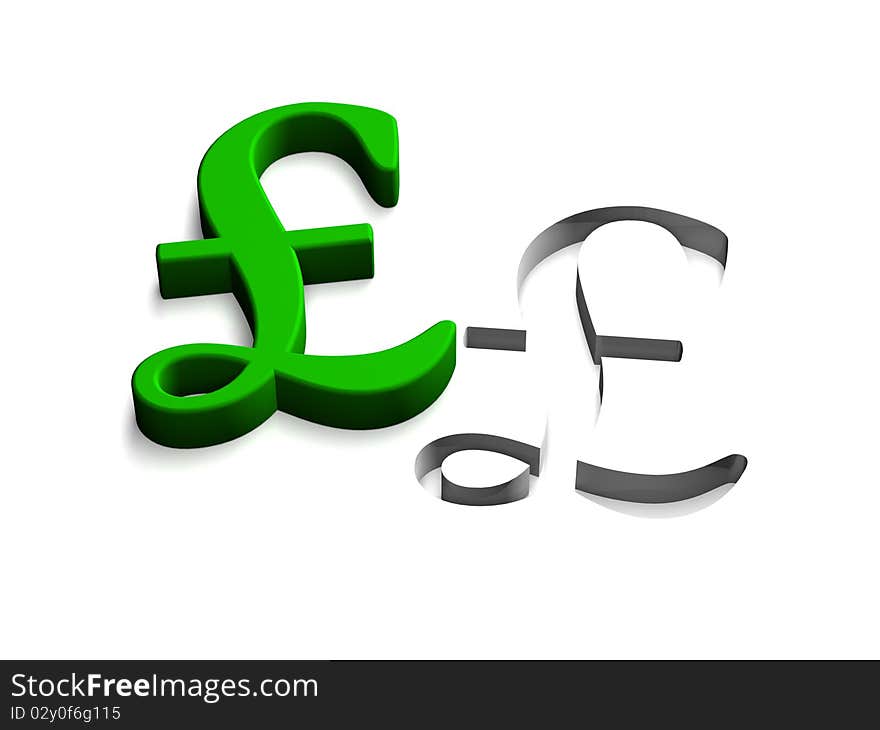 Green pound on white background