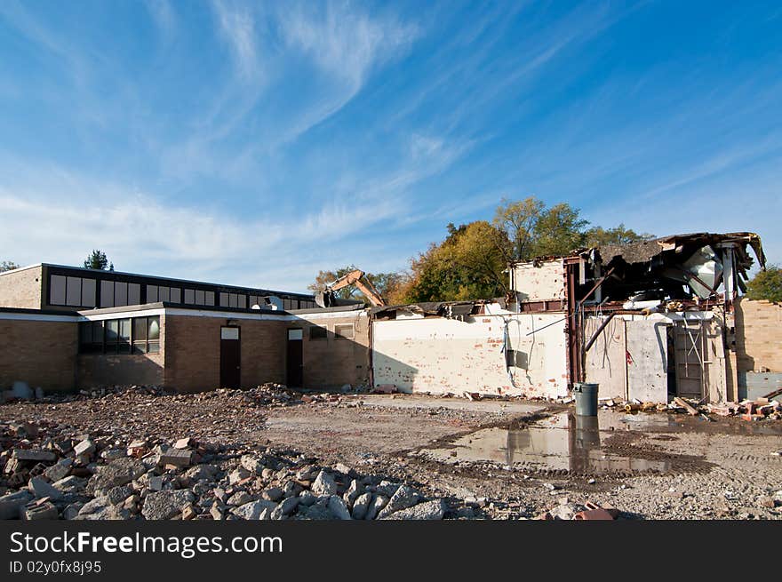 Demolition of an Old HIgh School Building