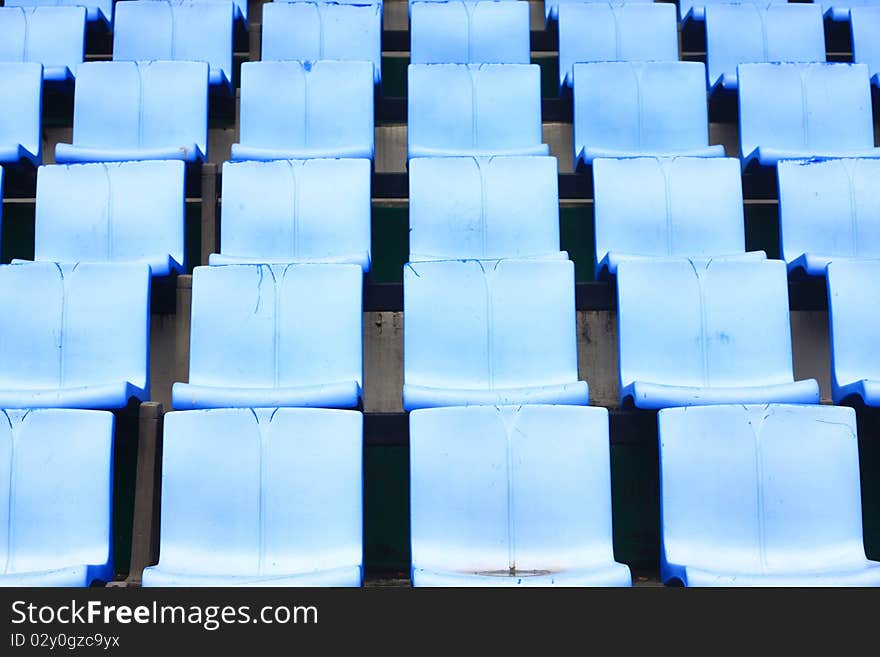 The blue old chair on stadium