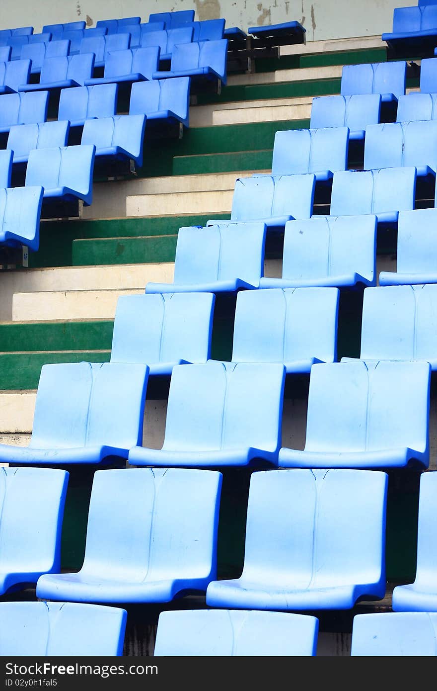 The blue old chair on stadium