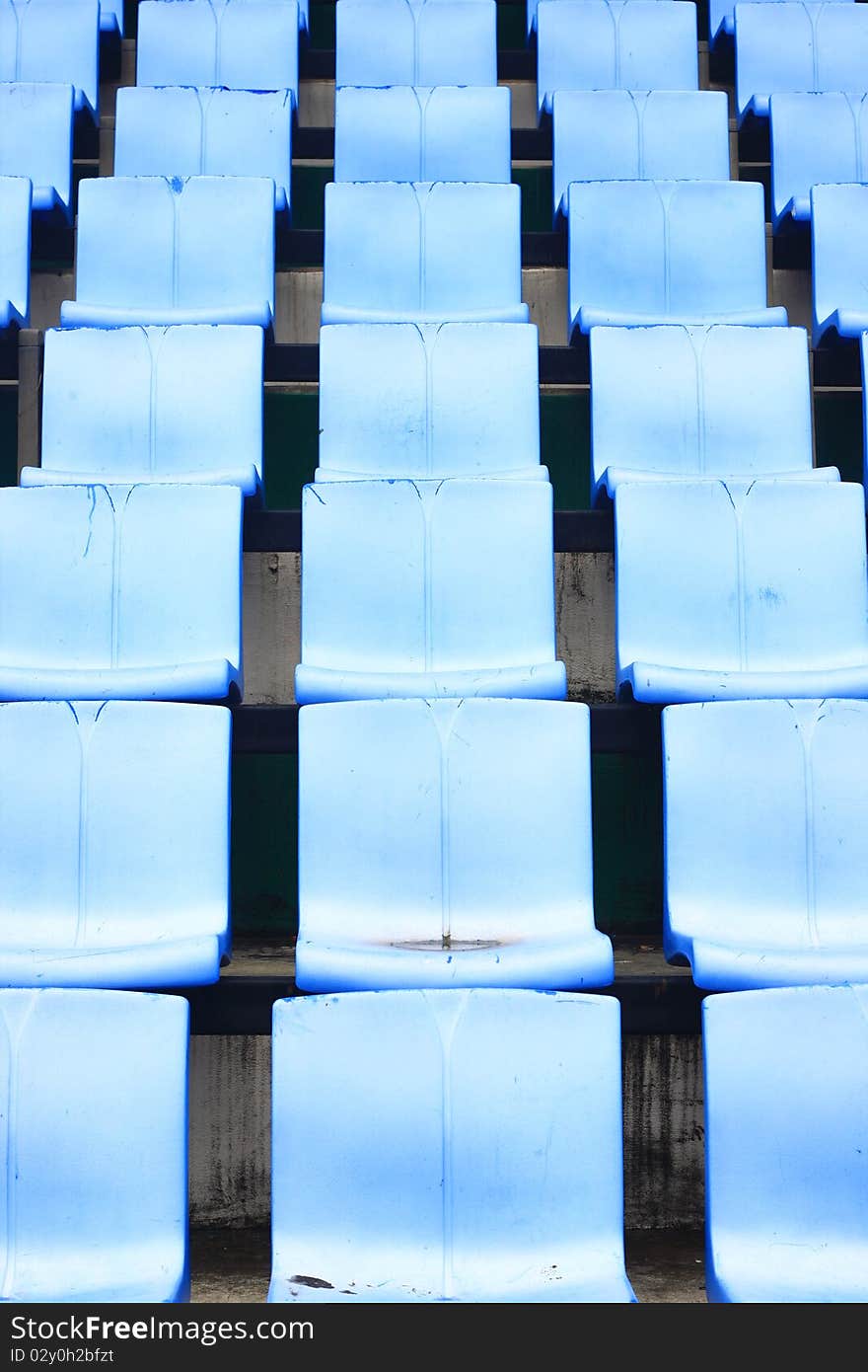 The blue old chair on stadium