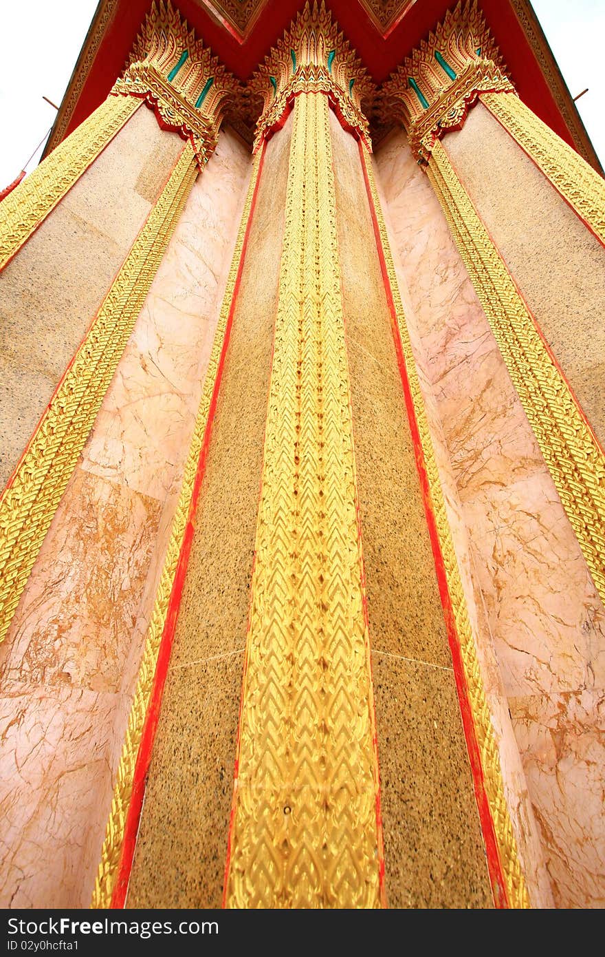 Golden wall in thai temple