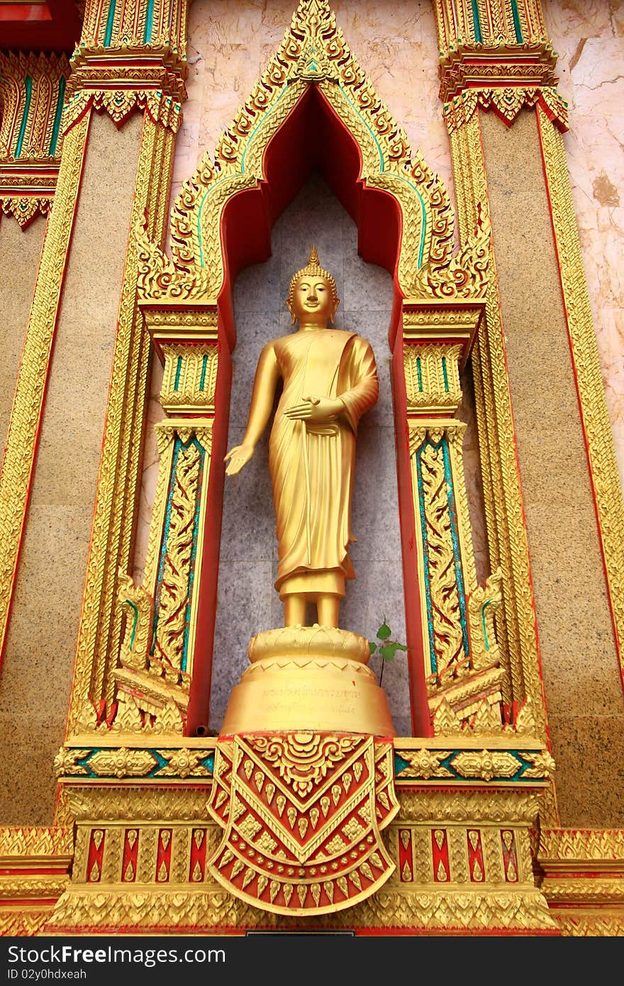 Golden buddha in thai temple