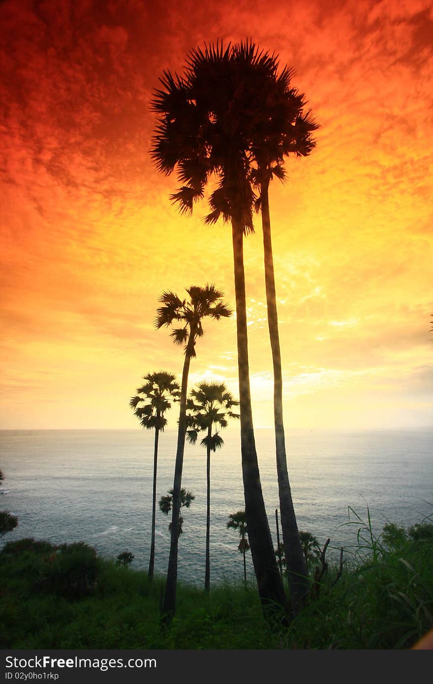 Sunset on the thai beach